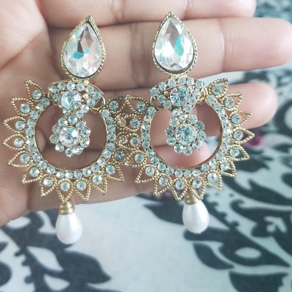 Stunning Indian Gold Pearl Earrings